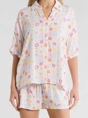Pocket Cabana Button-Up Shirt & Shorts Cover-Up Set by Betsy Johnson